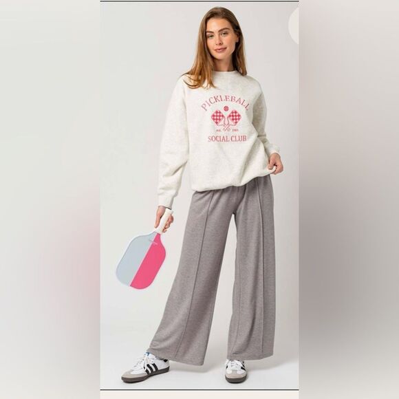 Gilli Gray and Pink Crewneck Sweater - Picture 1 of 4